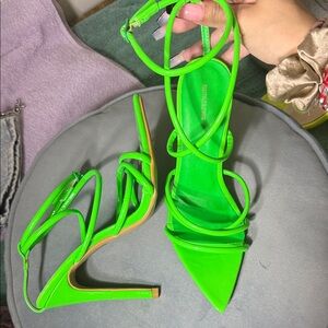PrettyLittleThing Neon Green Strappy Heels